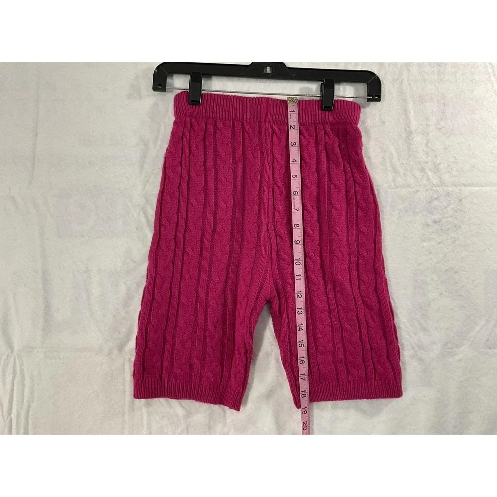 Love Sense Shorts Womens Small Pink Cable Knit Bermuda Elastic Waist Casual